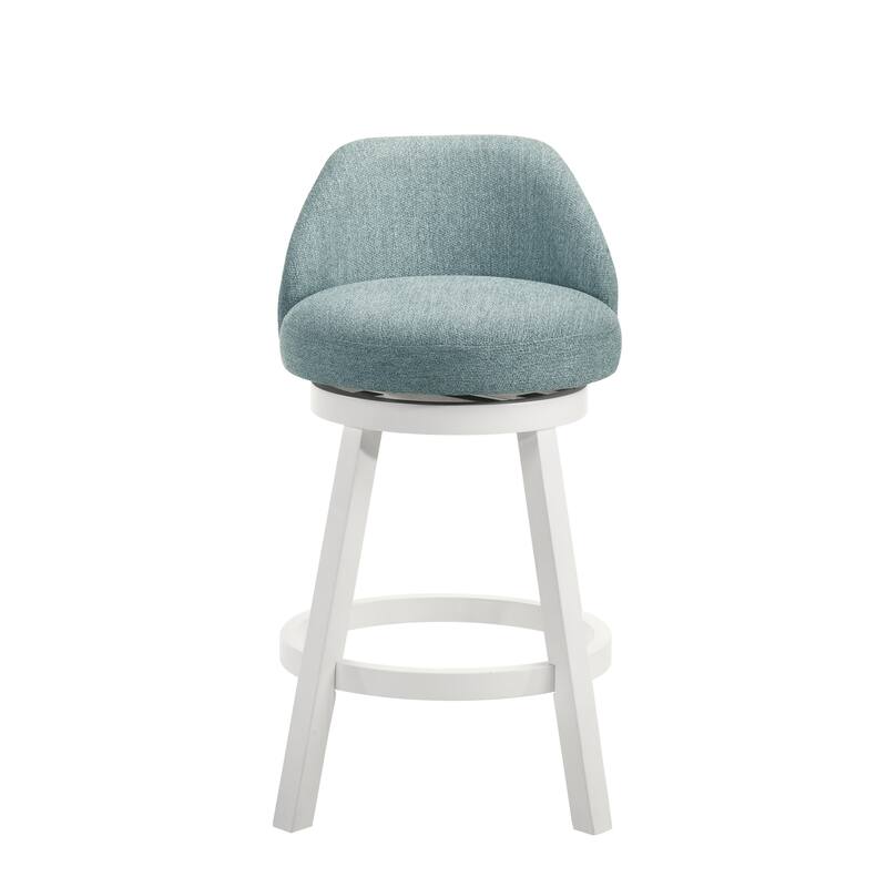 Erika Upholstered Swivel Bar Stool, Counter Height Barstool with Fabric Seat