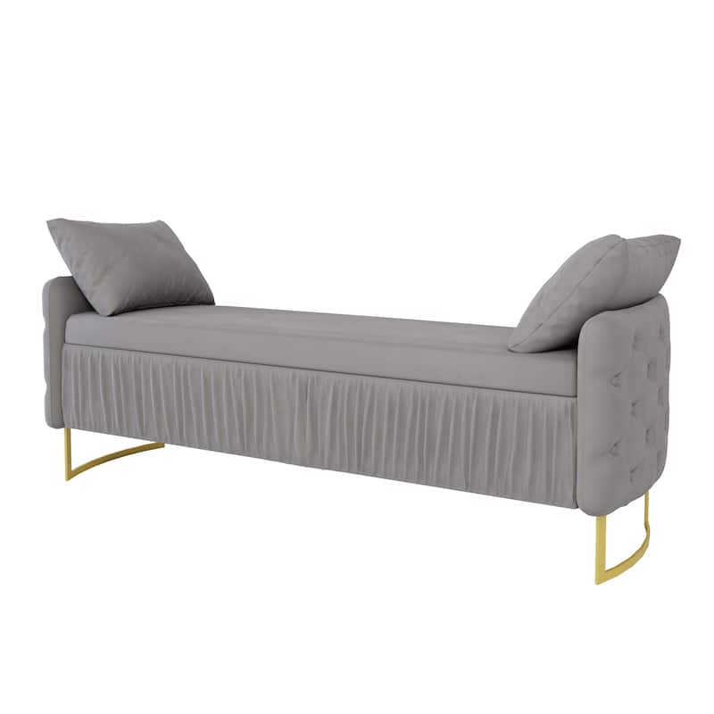 2-Piece Bedroom Set with Velvet Upholstered Bed and Storage Ottoman Bench by Harper&Bright Designs