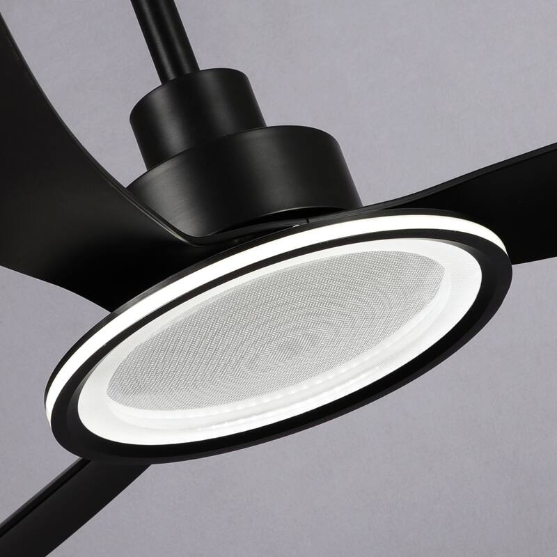 52-inch Black ABS 3-Blade Modern Propeller LED Ceiling Fan with Remote - 52 inches