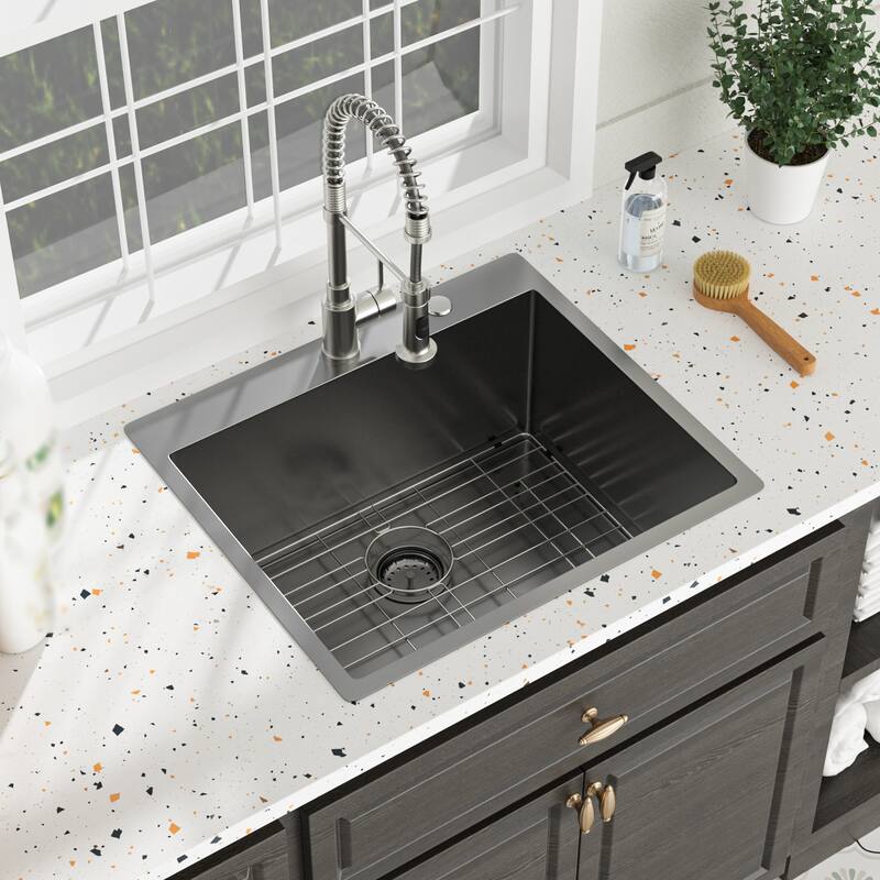 Sink In 25"x22"x12" Laundry Utility 16 Gauge Stainless Steel Drop In Topmount 12 Inch Deep Single Bowl