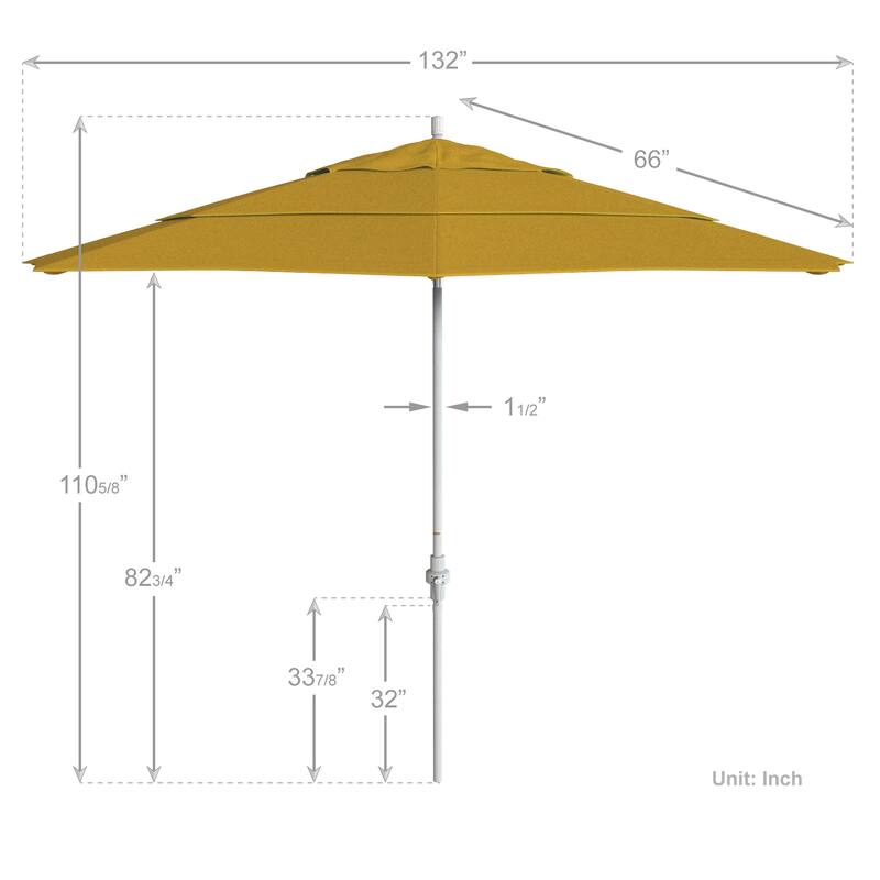California Umbrella 11' Rd. Aluminum Patio Umbrella, Crank Lift, Collar Tilt, Dbl Wind Vent, White Finish, Sunbrella Fabric