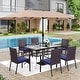 preview thumbnail 40 of 69, MAISON ARTS 7/8 Pieces Outdoor Patio Dining Set, 6 PE Rattan Chairs with Cushions and 1 Rectangle Metal Table