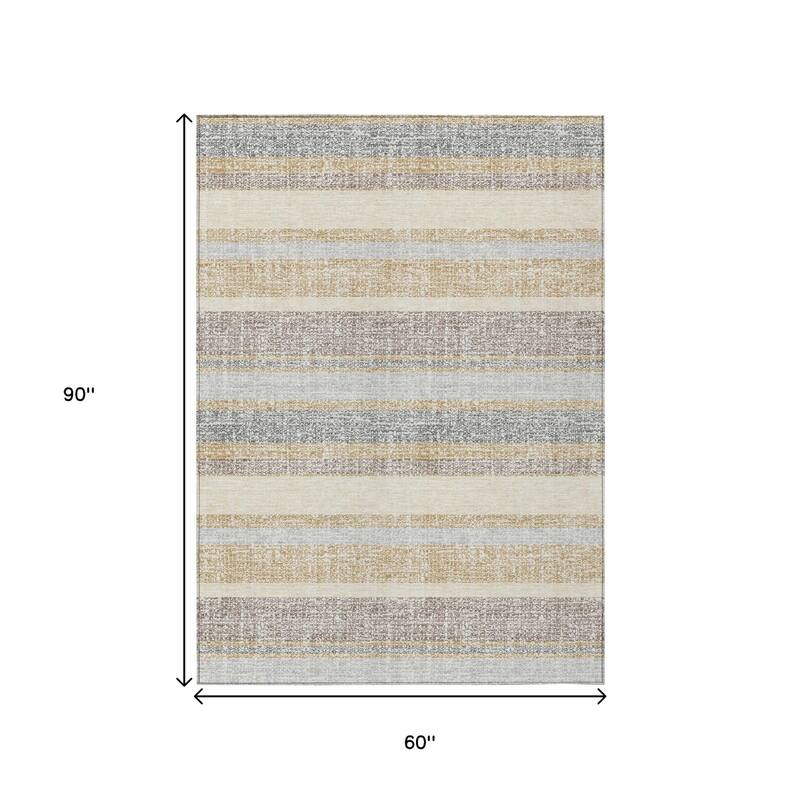HomeRoots Striped Transitional Rectangle Outdoor Rug
