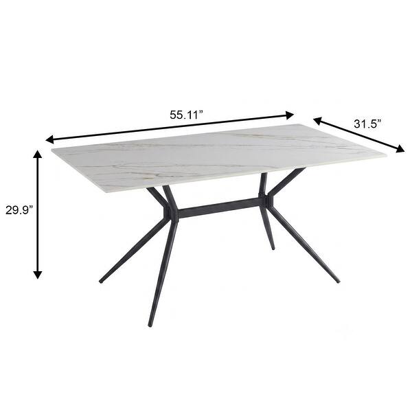 dimension image slide 11 of 20, Elega Modern Sintered Stone Dining Table Modern Trestle Base Powder-Coated Steel Frame Kitchen Table - 47"-71"