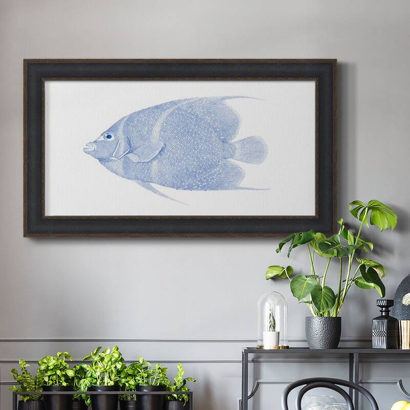 Blue & White Tropical Fish V Premium Framed Canvas- Ready to Hang