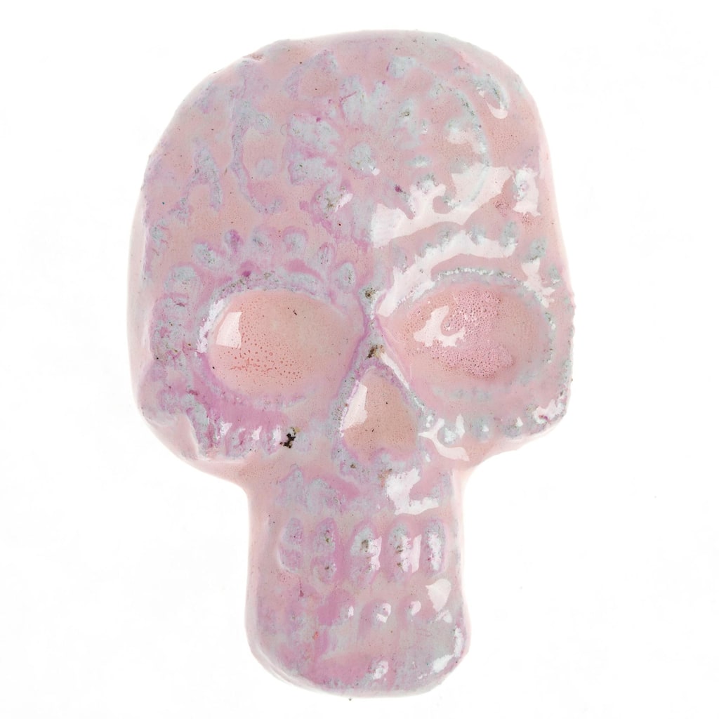 Novica Handmade Skull In Pink Ceramic Magnet