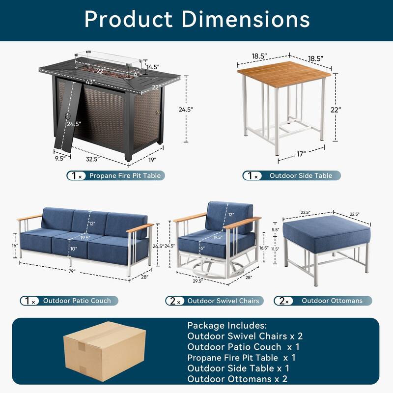 Outdoor Patio Funiture Set with Extra-Thick Seat cushion