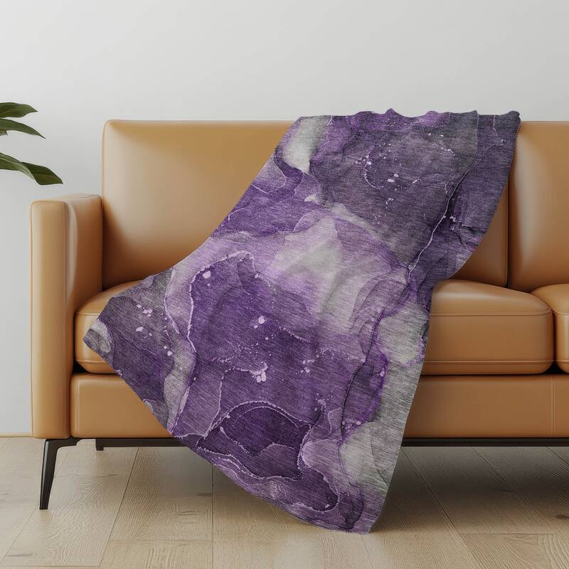 Premium Machine Washable Abstract Contemporary Sherpa Throw Blanket