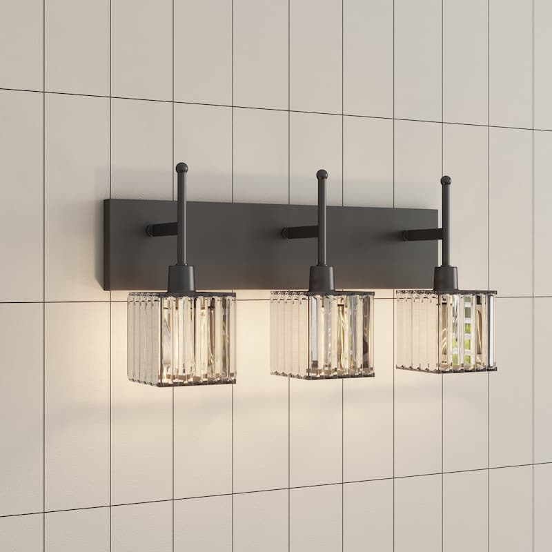 3-Light Bathroom Vanity Lights - Black