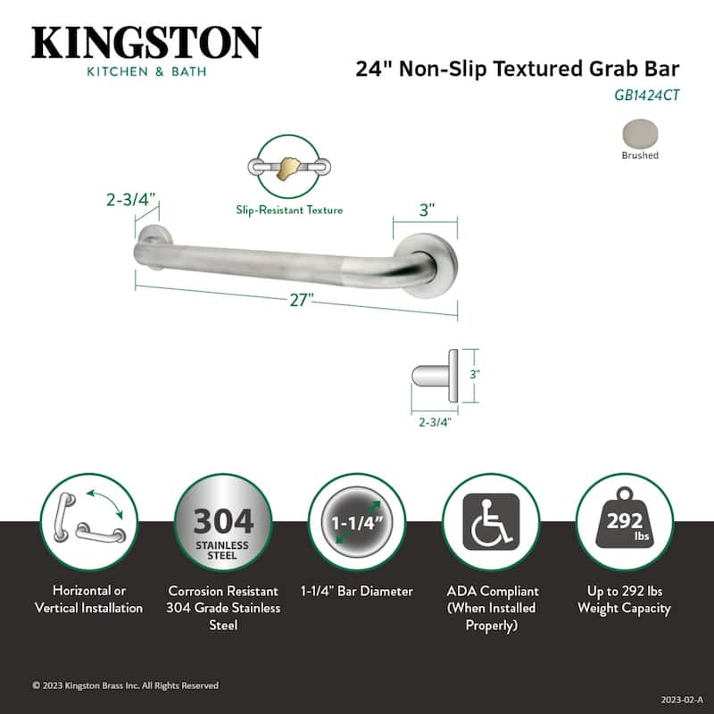 Kingston Brass Made To Match 24-Inch Stainless Steel Grab Bar