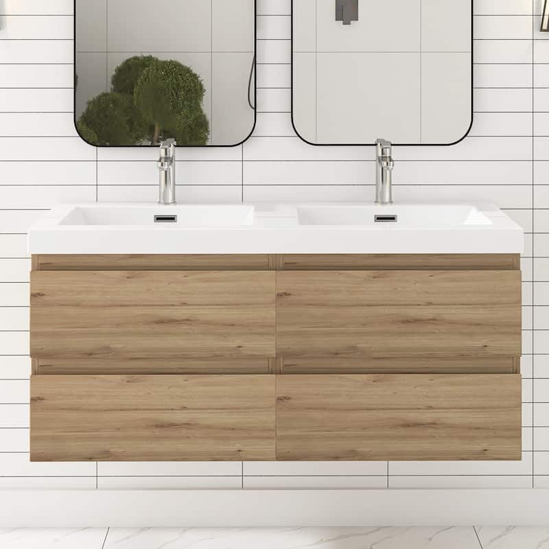 Angela 47 in.W x 19.5 in.D x 20.5 in.H Wall-Mounted Bath Vanity with White Cultured Marble Top