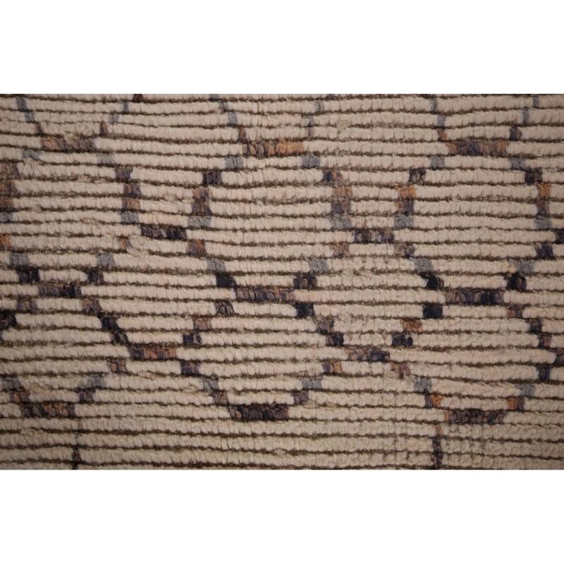 Ivory Trellis Moroccan Oriental Area Rug Handmade Wool Carpet - 5'11"x 9'7"