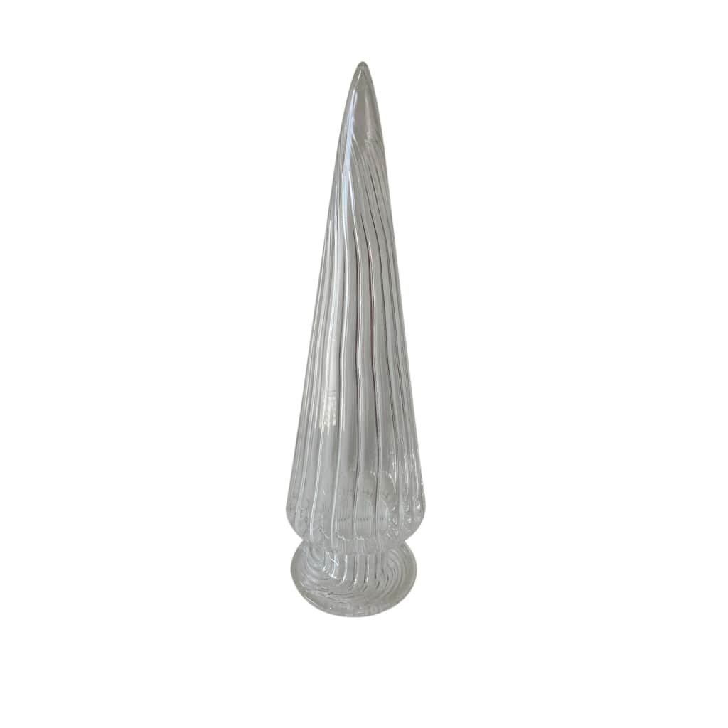 Cone Tree Glass Tabletop Decoration - 13" - Clear