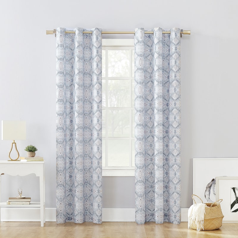 No. 918 Lido Global Inspired Medallion Semi-Sheer Grommet 1-Piece Curtain Panel, Single Panel
