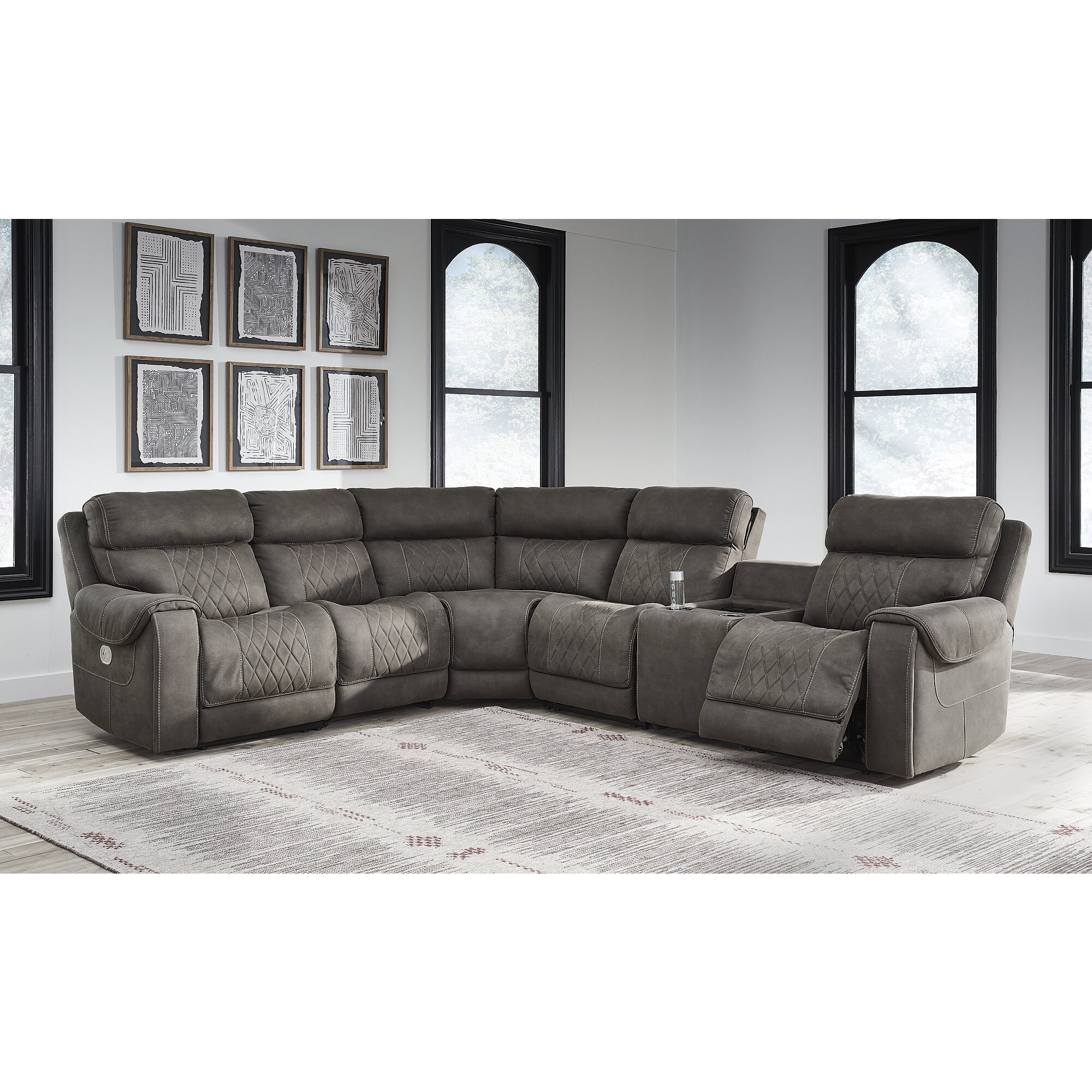 Black fabric sales reclining sectional
