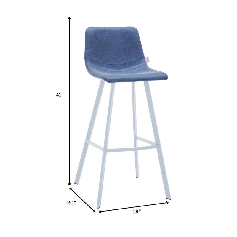 Leather 41" Counter Height Bar Stool with Stainless Steel Legs and Footrest