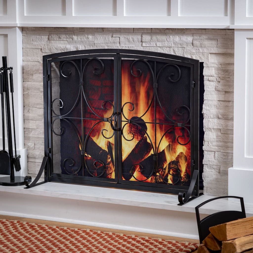 38 in. x 31 in. Florence Two-Door Steel Fireplace Screen - 38 x 31 x 12