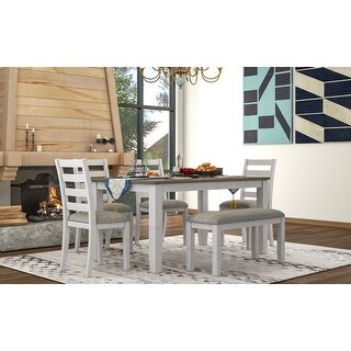 6-Piece Dining Room Table Set with 4 Upholstered Chairs and a Bench ...