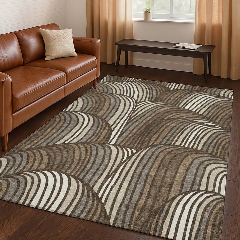 Machine Washable Indoor/ Outdoor Modern Parsons Chantille Rug