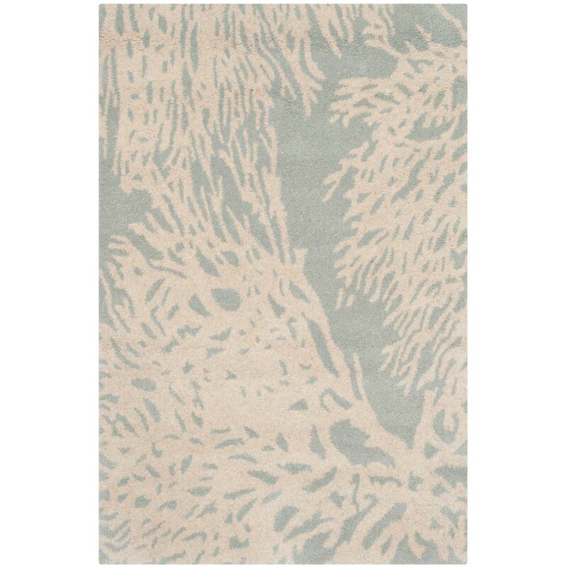 SAFAVIEH Handmade Bella Dwynwen Modern Floral Wool Rug - 2'6" x 4' - Grey/Ivory