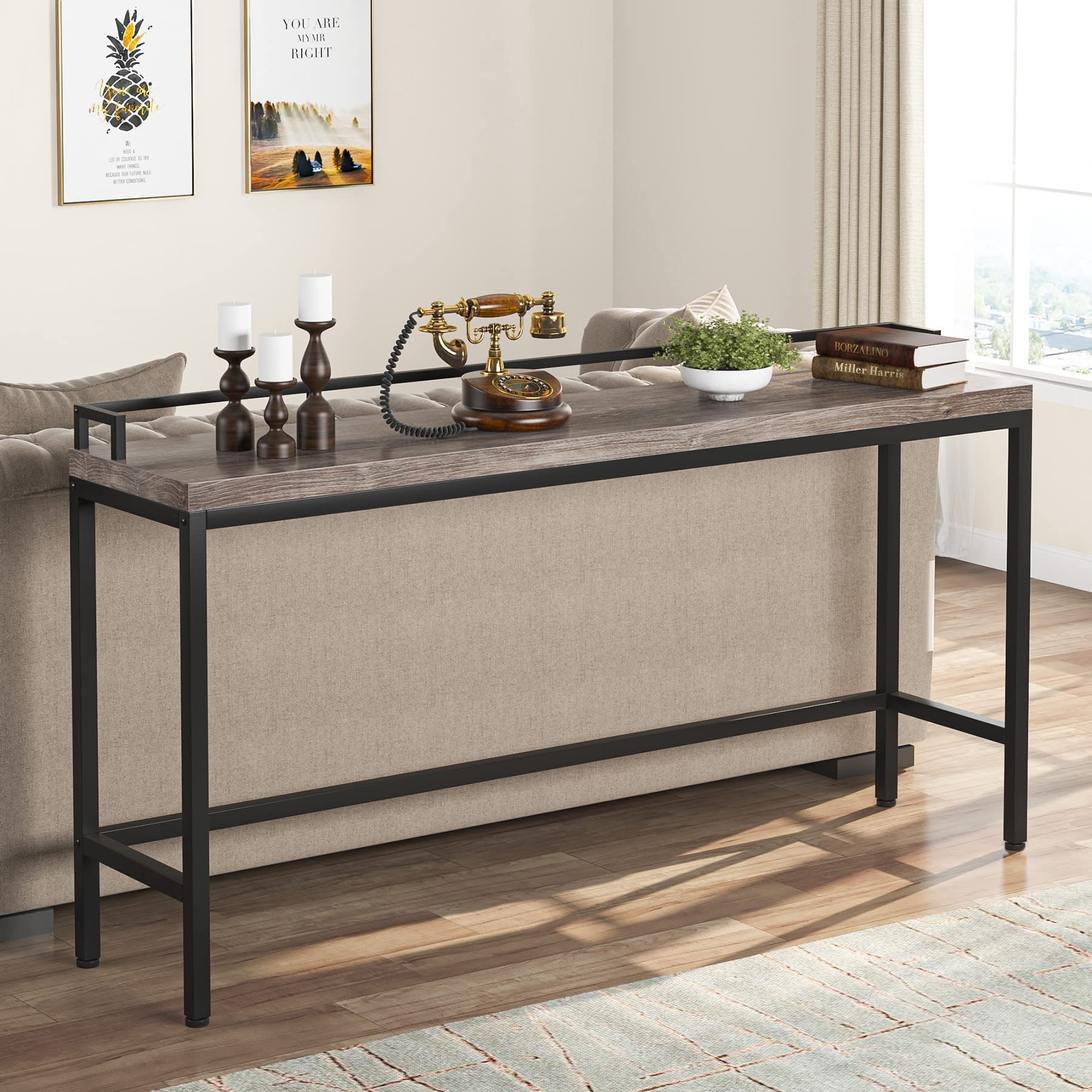 Console Table Behind Sofa Couch, 70.9 inch Long Narrow Entry Table