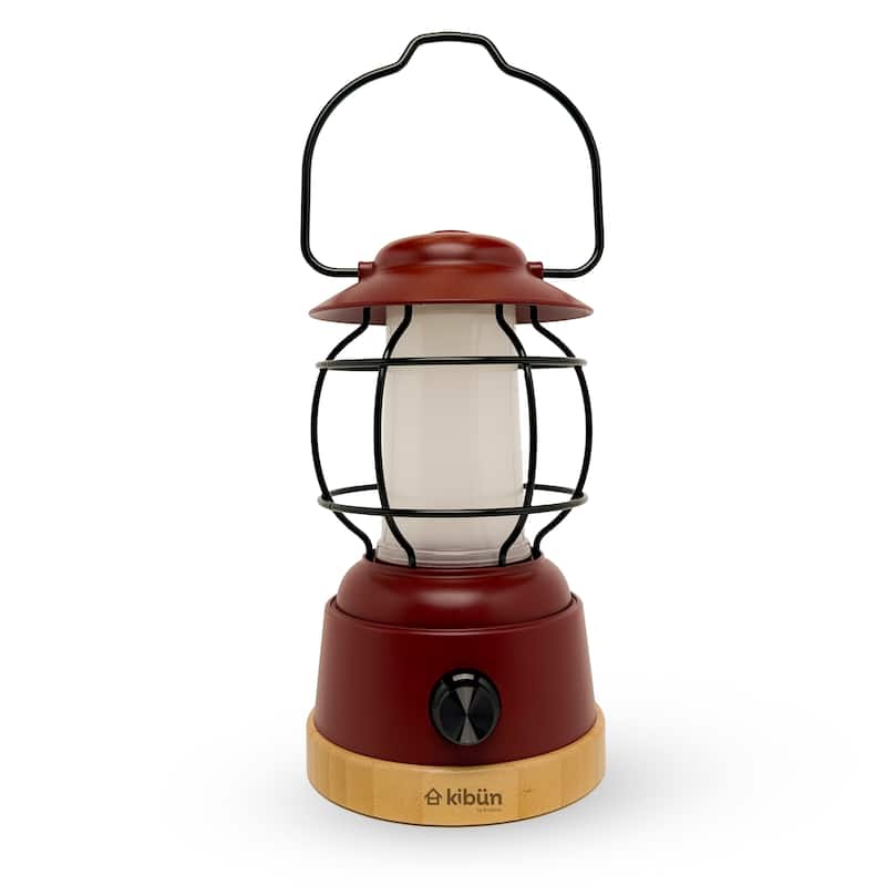 Kibun by Bulbrite S'mores Cordless LED Outdoor Table Lamp + Dimmer Built-in Rechargeable Battery 3-Level Brightness + Power Bank - Rust Red