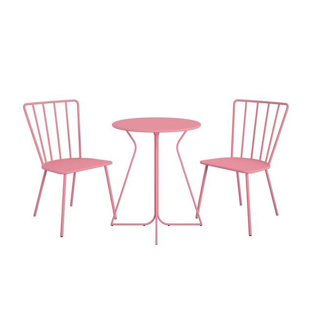 The Novogratz Poolside Collection Heidi 3 Piece Outdoor Bistro Set 3 Piece - Pink