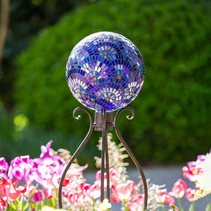 10" Gazing Ball, Mosaic Blooming, Purple