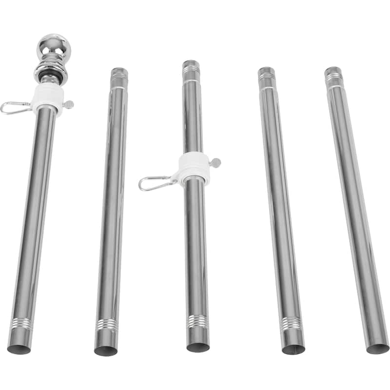 6ft Flag Pole Kit - Stainless-Steel Flagpole with Rotating Rings to Prevent Tangles by Pure Garden (Silver)