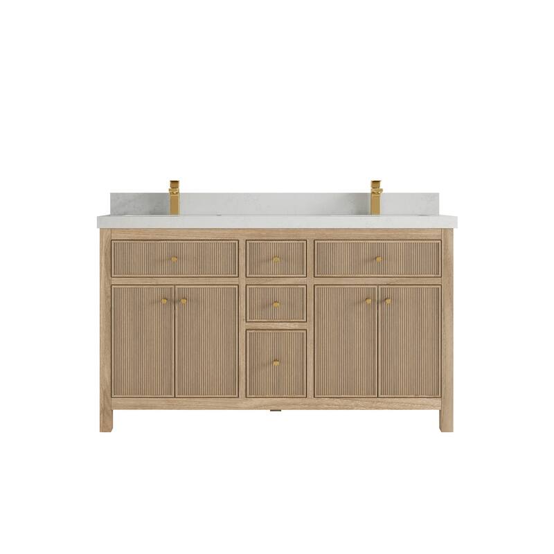 Willow Collections 60 in. W x 22 in. D Sonoma Teak Double Sink Bathroom Vanity with Countertop