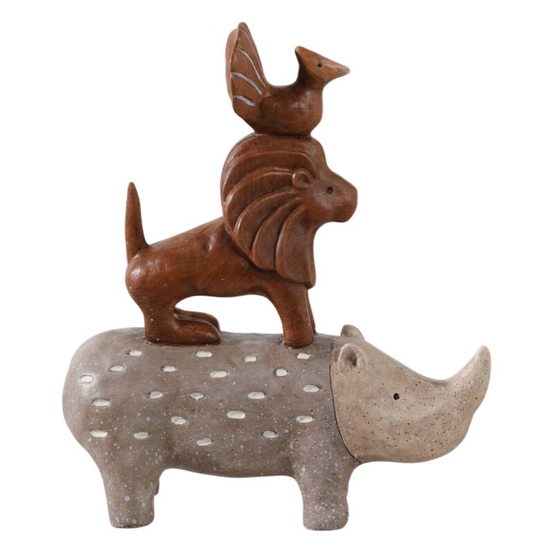 Decorative Stacked Animal Figurines - 8" Multi