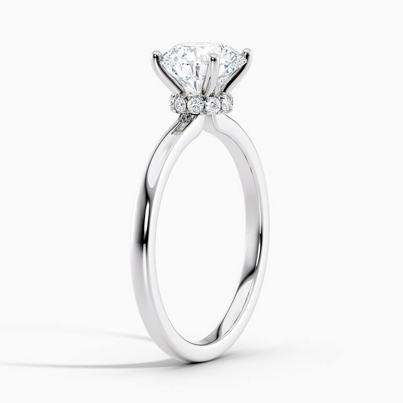 Auriya 14k-White Gold Lab Grown Round Ribbon-Halo Diamond Engagement Ring 0.60 to 5.10 ct. tw. (F-G VS.)