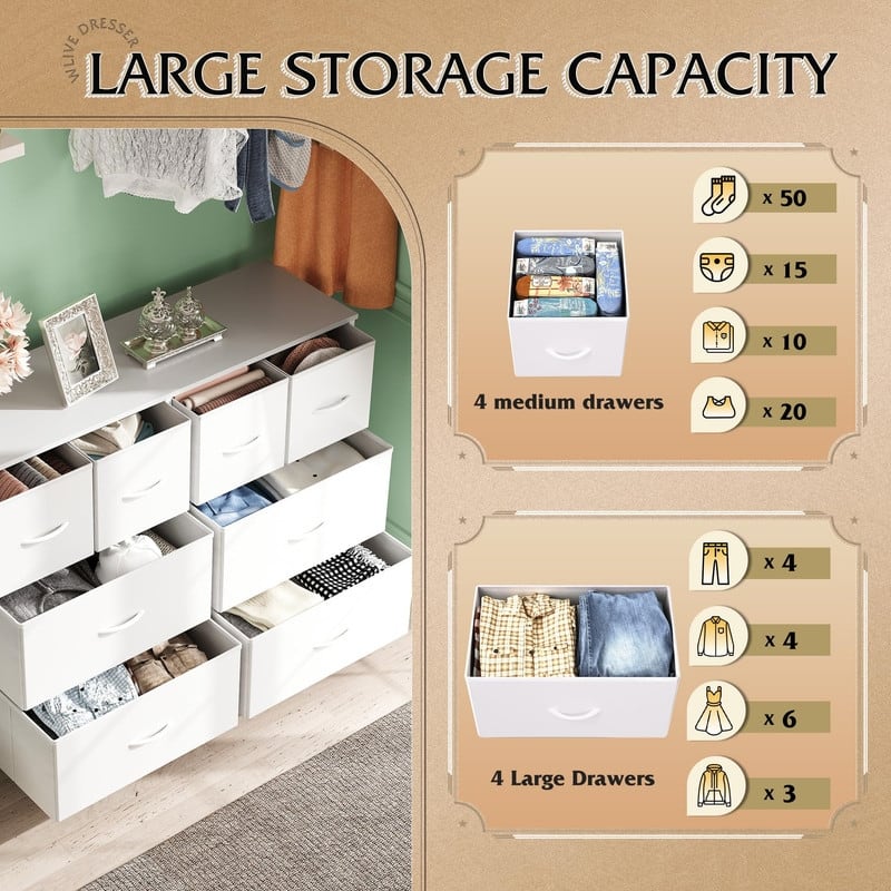Dresser for Bedroom with 8 Drawers