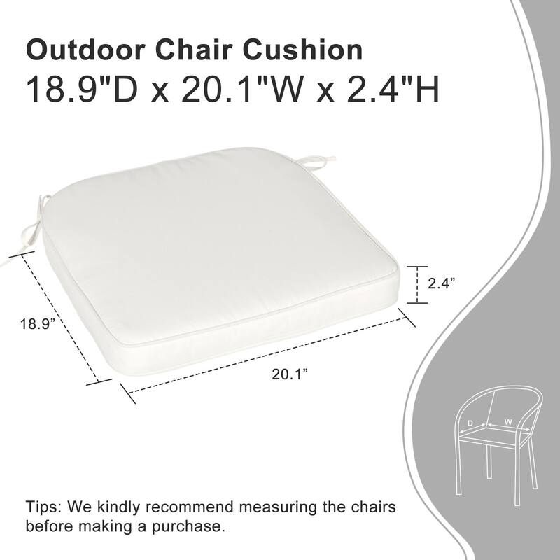 Aoodor Outdoor Dining Chair Cushions Set of 2, Outdoor Chair Pads with Ties, 20 x 19 inch