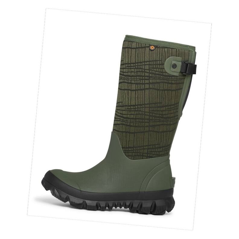 Bogs Outdoor Boots Womens Whiteout Snow Adjustable Dark Green 73119