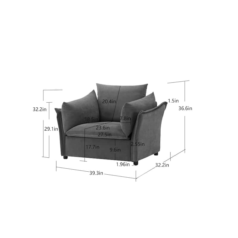 Modern Style Chenille Oversized Armchair Accent Chair Single Sofa Lounge Chair for Living Room, Bedroom