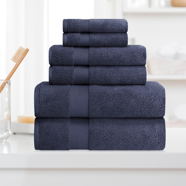 Superior Soft and Absorbent Zero Twist Cotton 6-piece Towel Set - Midnight