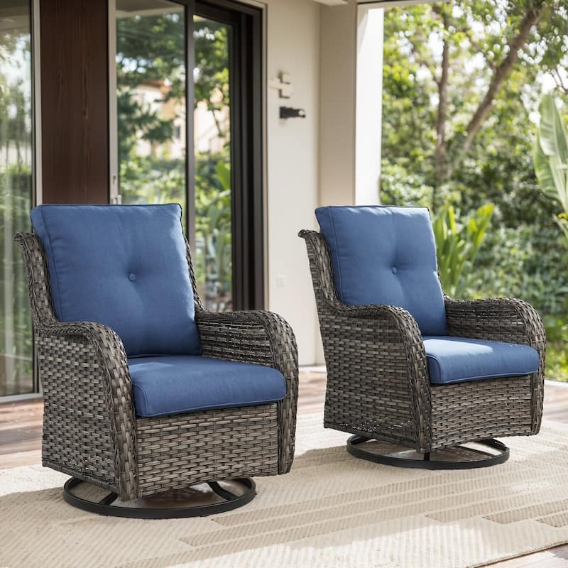 Gymojoy Wicker Swivel Glider Chair Outdoor Rocking Seating with Olefin Cushions