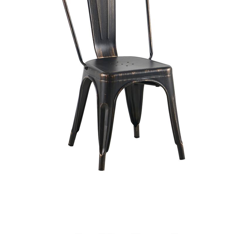 18" Modern Industrial Metal Stackable Sanded Black Dining Chair, 2PCS - 18" W X 18" D X 33" H