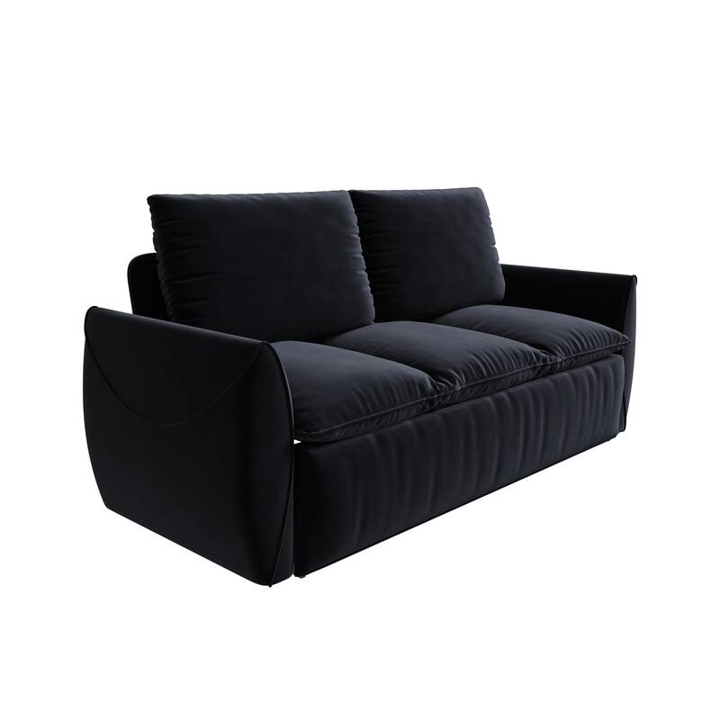 Velvet Loveseat Daybed, Pull Out Sofa Bed with Blanket Set, 3-Seat Convertible Sleeper Sofa with 2-in-1 Pillow