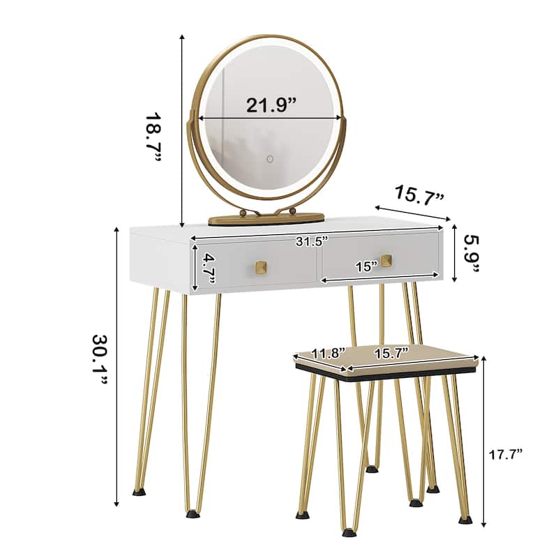 Vanity Table Set with Lighted Mirror