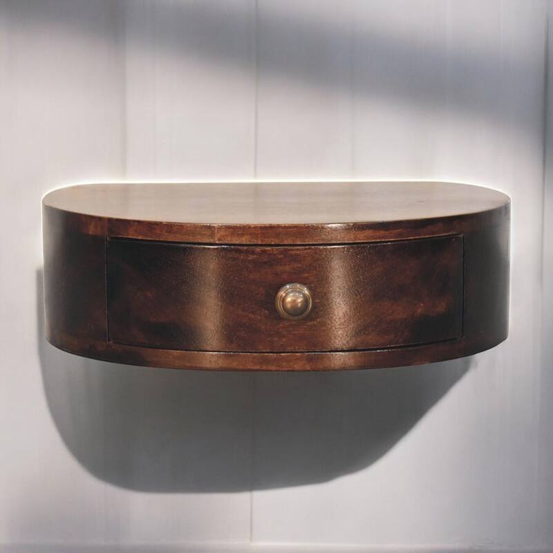 California Walnut Wall-Mounted Rounded Bedside