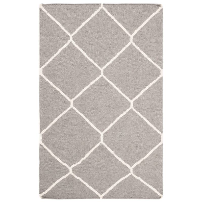 SAFAVIEH Handmade Flatweave Dhurries Walty Modern Moroccan Wool Rug - 2'6" x 4' - Grey/Ivory