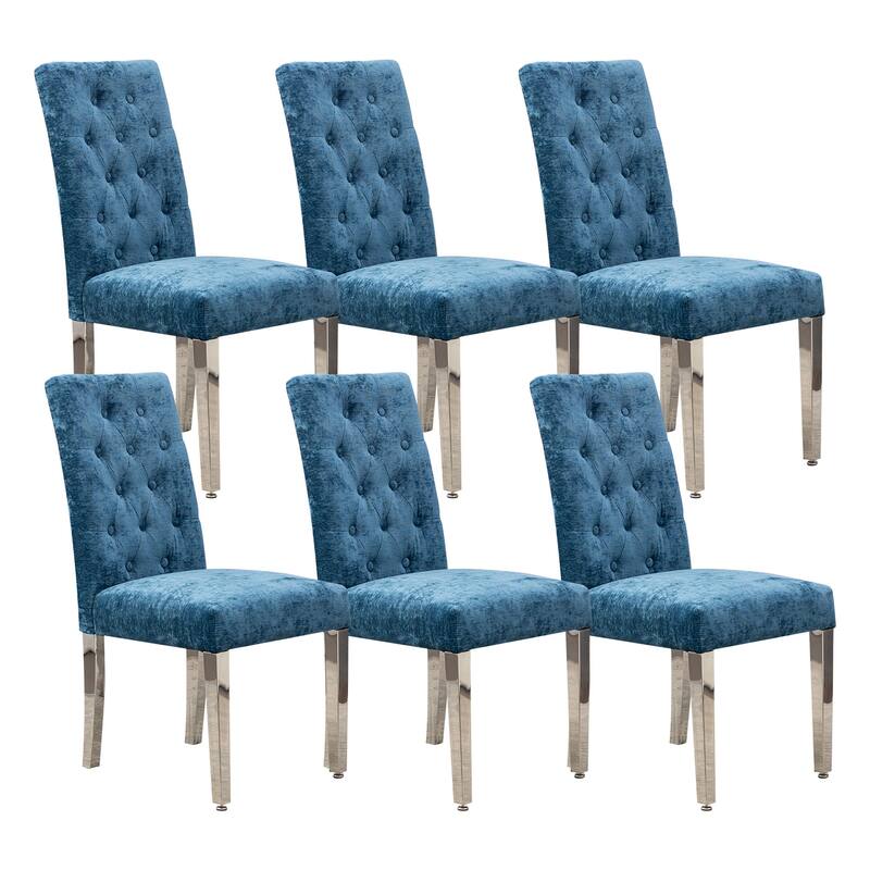 Modern Velvet Upholstery Dining Chairs Set of 2 - Stainless Steel Legs & S-Shaped Springs
