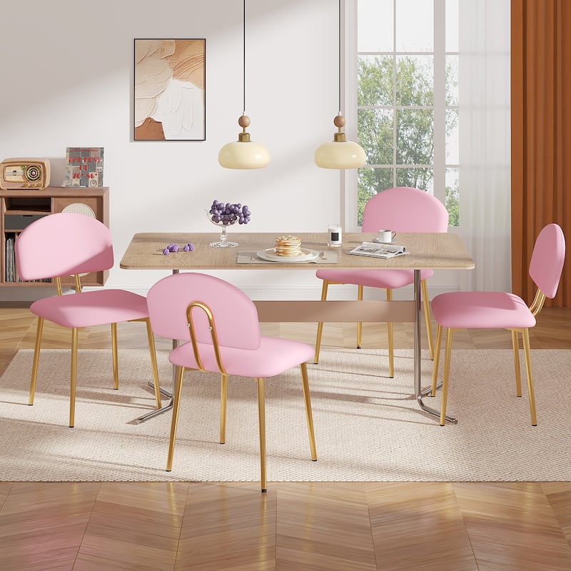 Javlergo Modern PU Leather Dining Chairs Set of 2 or 4 Upholstered Side Chairs Oval Back Compact Kitchen Chairs for Dining Room