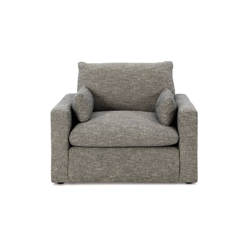 Yezi Armchair, 2 Pillows, Granite Gray Polyester, Reversible Cushions