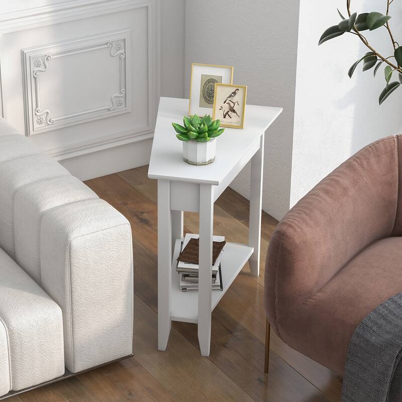 Gymax 2-Tier End Table Irregular Narrow Sofa Side Nightstand w/