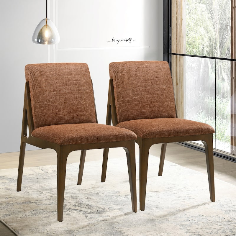Omaha Luxury Modern Solid Wood Dining Chair (Set of 2) - Burnt Orange
