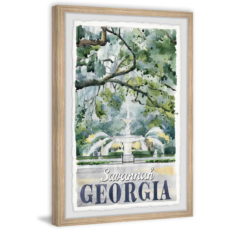 'Forsyth Park Fountain in Savannah, Georgia' Framed Painting Print