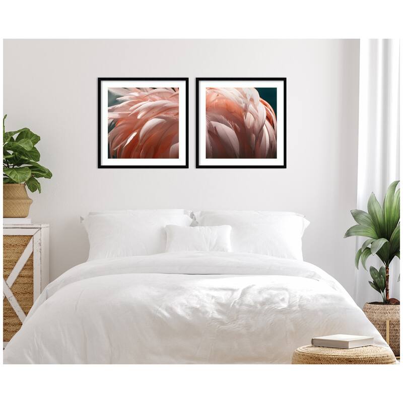 Kate and Laurel Flamingo No. 1 & 2 2 Piece Framed Wall Art Print Set by Alicia Bock